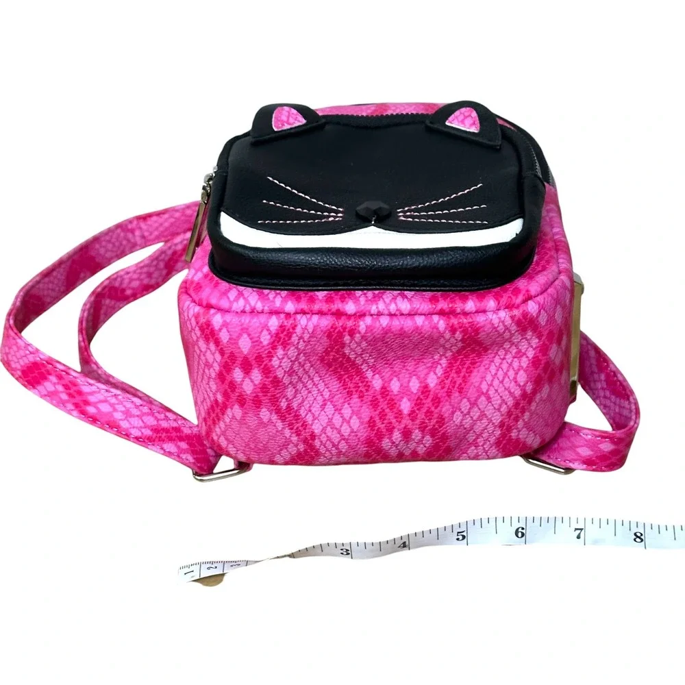Betsey Johnson Cat Mini Backpack Pink Snakeskin Crossbody Y2K Novelty Bag‎